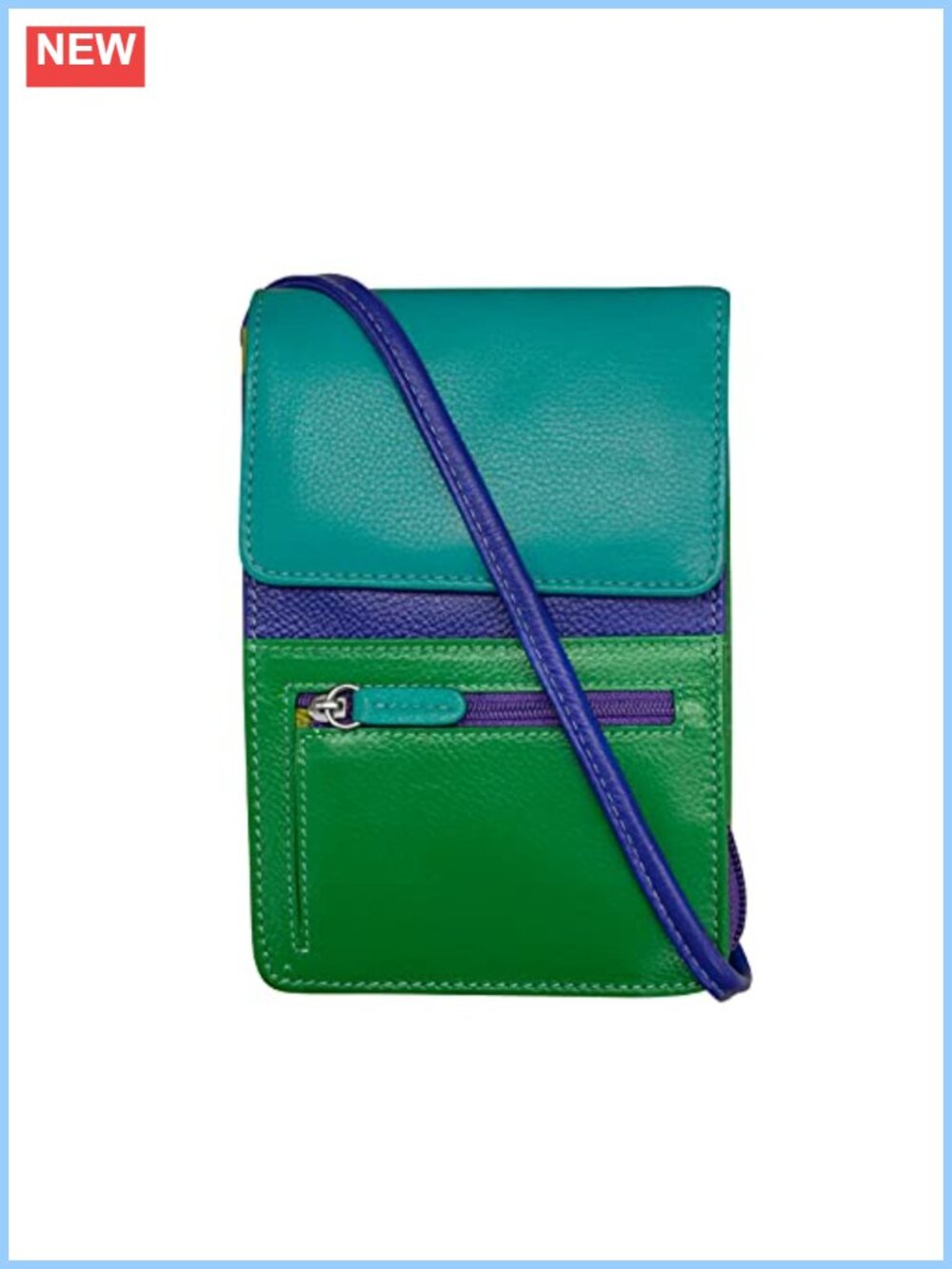 Genuine Leather Crossbody Organizer RFID Blocking Multiple Pockets